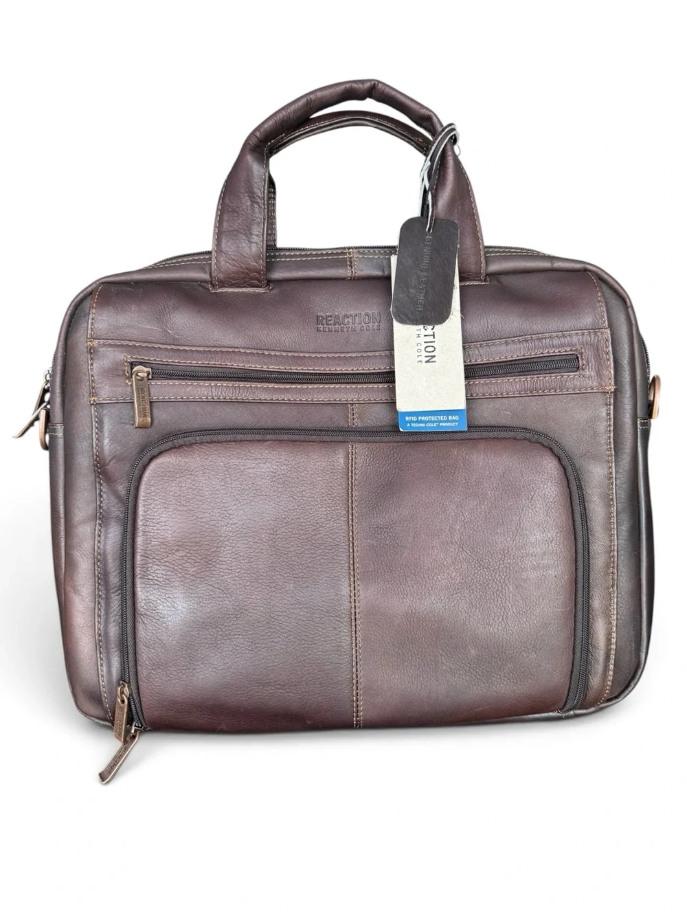 Kenneth Cole Reaction Columbian Leather Business Messenger Bag NWT RFID